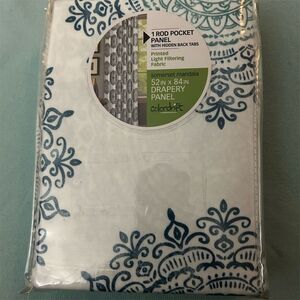 Colordrift Blue Somerset Mandala Rod Pocket Drapery Panel 52x84